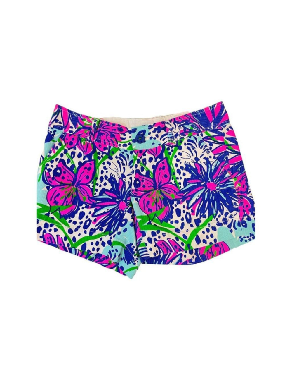 Lilly Pulitzer The Callahan Shorts Low rise Blue Pink Floral 71357 size 00